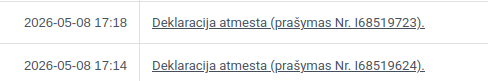 Atmesta transporto perleidimo deklaracija